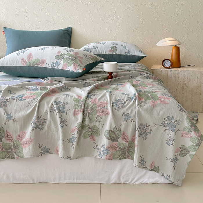 91家纺网 家纺一手货源 找家纺 春皖家纺 2026新款全棉纯棉拉链款双层纱床单单床单床单单件 绮帐-粉