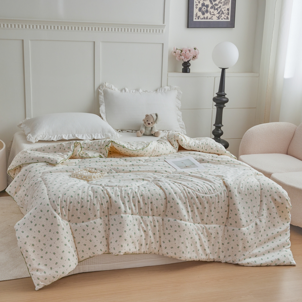 91家纺网 家纺一手货源 找家纺 尊妙被业 2026新款小奶芙大豆夏被夏凉被空调被 曼塔玫瑰