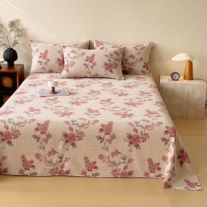 91家纺网 家纺一手货源 找家纺 春皖家纺 2026新款全棉纯棉拉链款双层纱床单单床单床单单件 绮帐-红