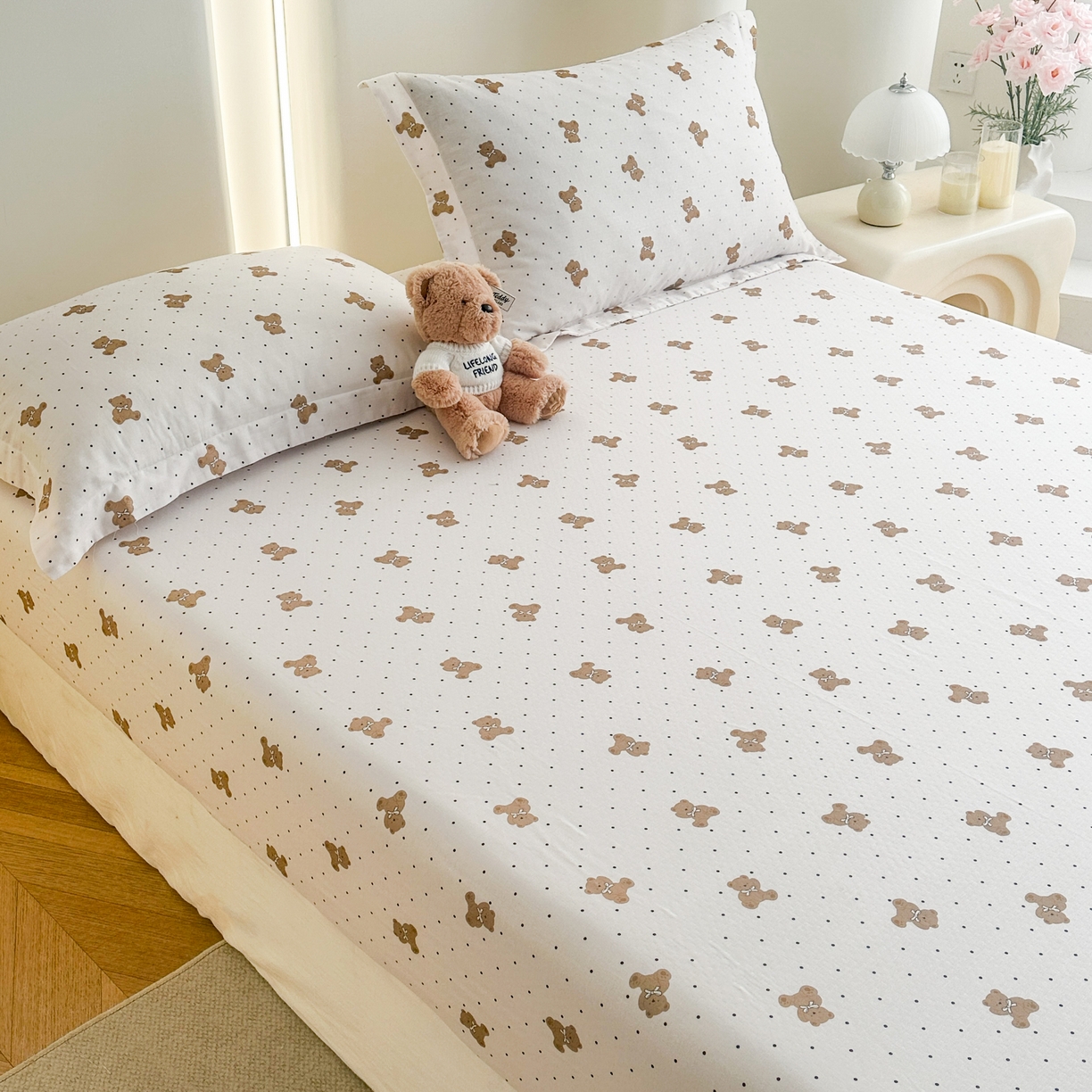 91家纺网 家纺一手货源 找家纺 （总）金喜 2026新款纯棉有氧A类全棉双层纱卡通床笠