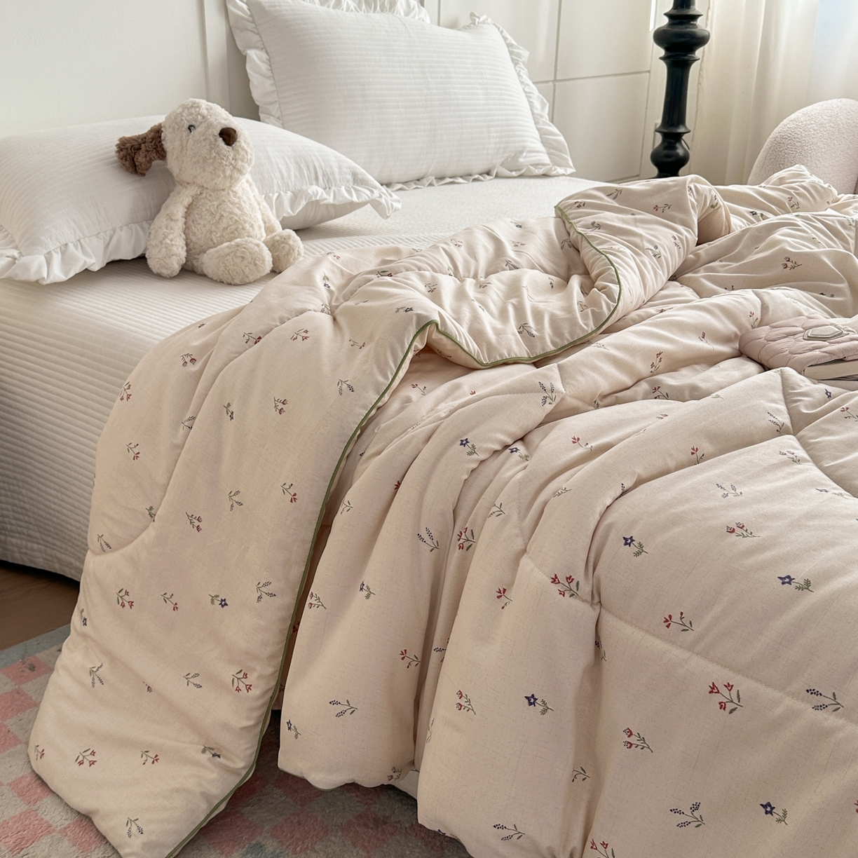 91家纺网 家纺一手货源 找家纺 尊妙被业 2026新款小奶芙大豆夏被夏凉被空调被 杏花微雨