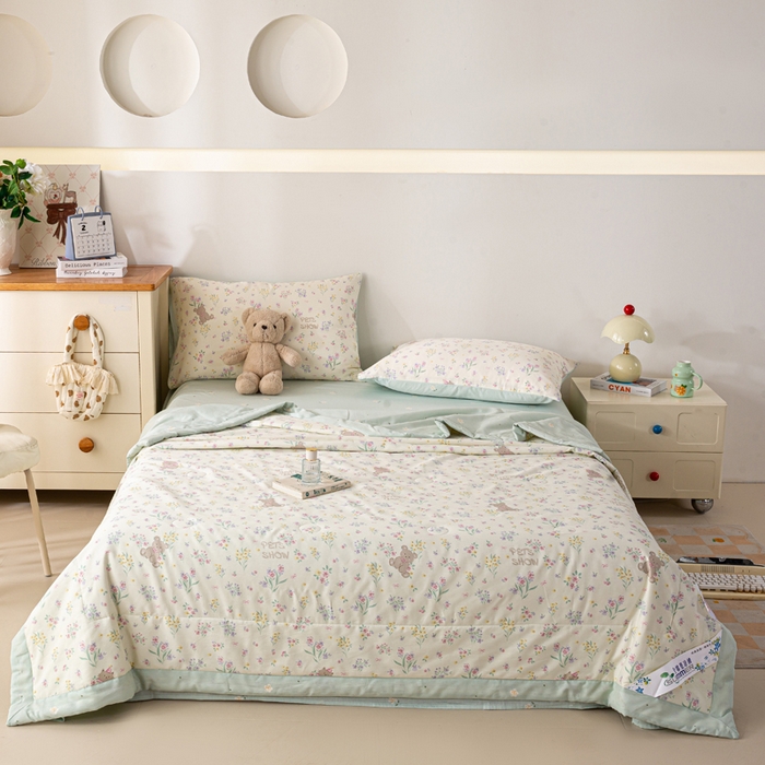 91家纺网 家纺一手货源 找家纺 红日子纺织品 2026新款全棉印花夏被夏凉被空调被 花园宝贝