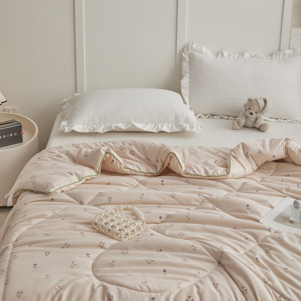 91家纺网 家纺一手货源 找家纺 尊妙被业 2026新款小奶芙大豆夏被夏凉被空调被 杏花微雨