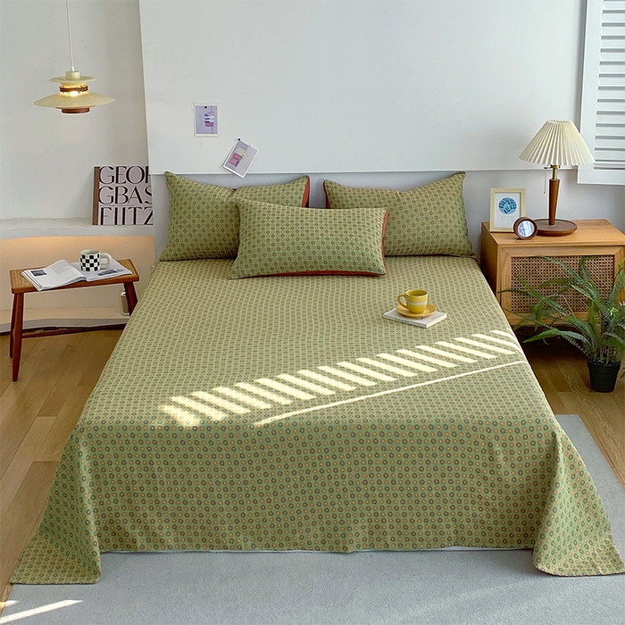 春皖家纺 2026新款全棉纯棉拉链款双层纱床单单床单床单单件 夏洛克绿