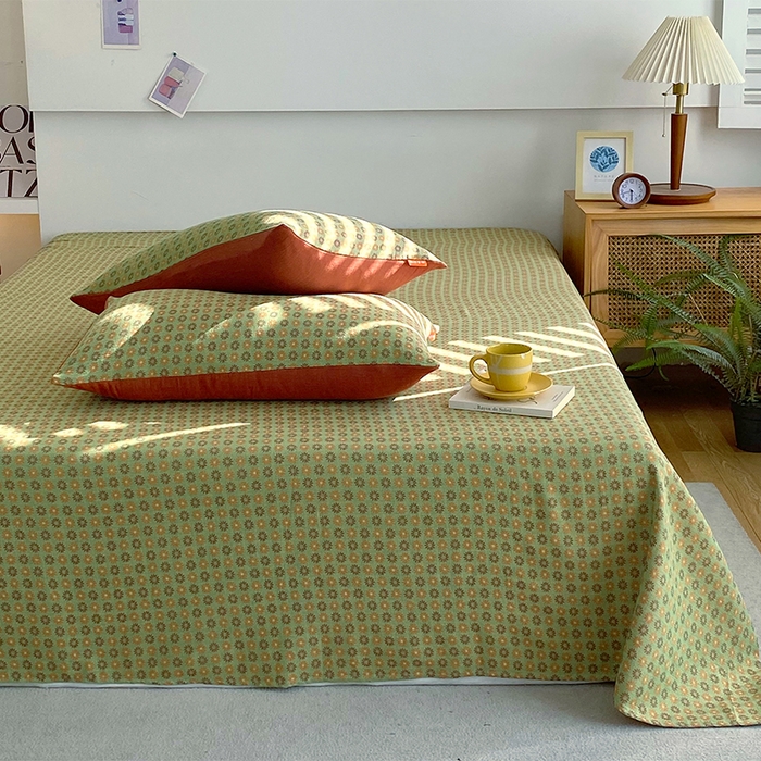 91家纺网 家纺一手货源 找家纺 春皖家纺 2026新款全棉纯棉拉链款双层纱床单单床单床单单件 夏洛克绿