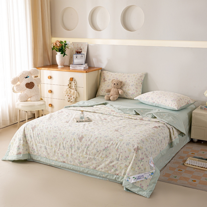 91家纺网 家纺一手货源 找家纺 红日子纺织品 2026新款全棉印花夏被夏凉被空调被 花园宝贝