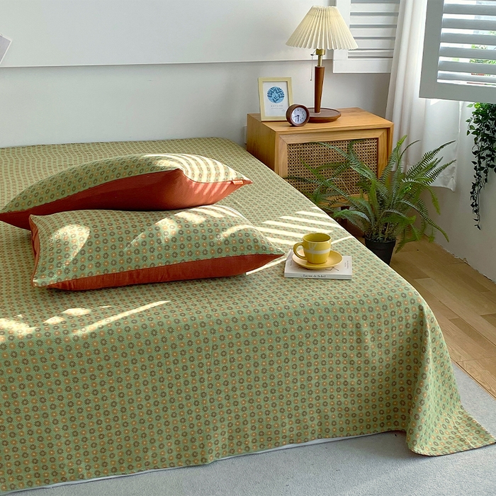 91家纺网 家纺一手货源 找家纺 春皖家纺 2026新款全棉纯棉拉链款双层纱床单单床单床单单件 夏洛克绿