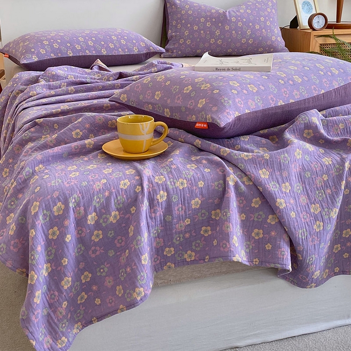 91家纺网 家纺一手货源 找家纺 春皖家纺 2026新款全棉纯棉拉链款双层纱床单单床单床单单件 雪花飘