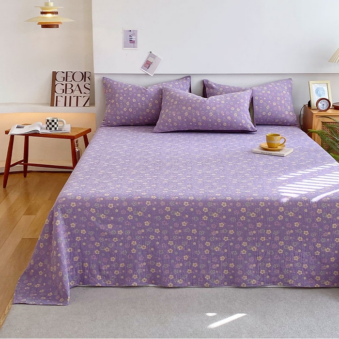 91家纺网 家纺一手货源 找家纺 春皖家纺 2026新款全棉纯棉拉链款双层纱床单单床单床单单件 雪花飘