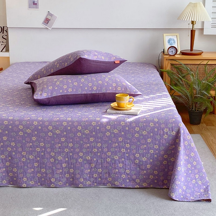 91家纺网 家纺一手货源 找家纺 春皖家纺 2026新款全棉纯棉拉链款双层纱床单单床单床单单件 雪花飘