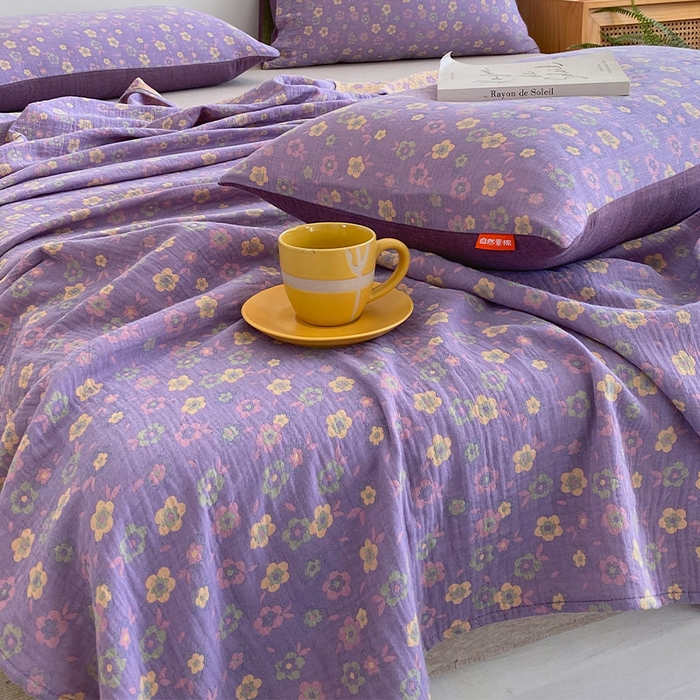 91家纺网 家纺一手货源 找家纺 春皖家纺 2026新款全棉纯棉拉链款双层纱床单单床单床单单件 雪花飘