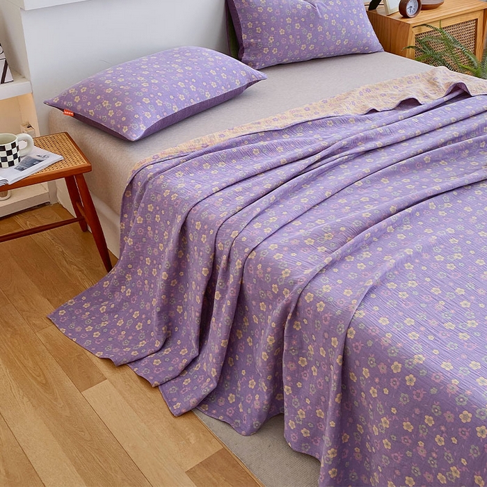 91家纺网 家纺一手货源 找家纺 春皖家纺 2026新款全棉纯棉拉链款双层纱床单单床单床单单件 雪花飘