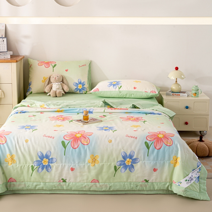 91家纺网 家纺一手货源 找家纺 红日子纺织品 2026新款全棉印花夏被夏凉被空调被 恋恋花语