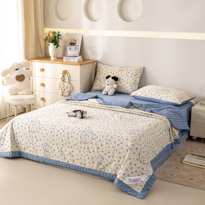 91家纺网 家纺一手货源 找家纺 红日子纺织品 2026新款全棉印花夏被夏凉被空调被 玲语小狗