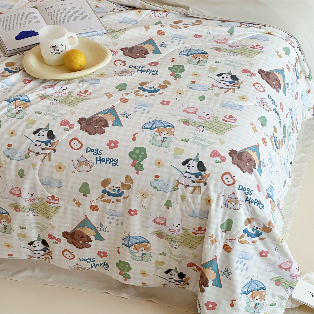 91家纺网 家纺一手货源 找家纺 傲蕾良品 2026新款【冷凝一号】高定锦氨针织蚕丝冰皮被 萌宠日记