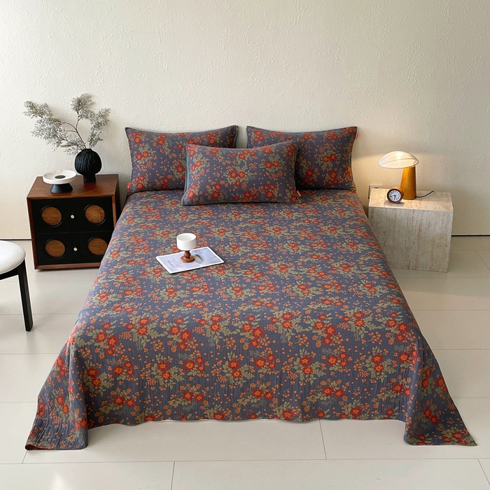 春皖家纺 2026新款全棉纯棉拉链款双层纱床单单床单床单单件 月临