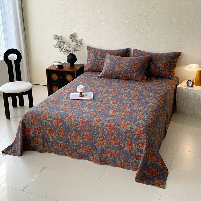 91家纺网 家纺一手货源 找家纺 春皖家纺 2026新款全棉纯棉拉链款双层纱床单单床单床单单件 月临