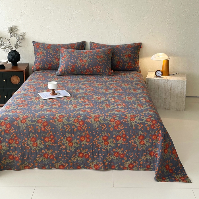 91家纺网 家纺一手货源 找家纺 春皖家纺 2026新款全棉纯棉拉链款双层纱床单单床单床单单件 月临