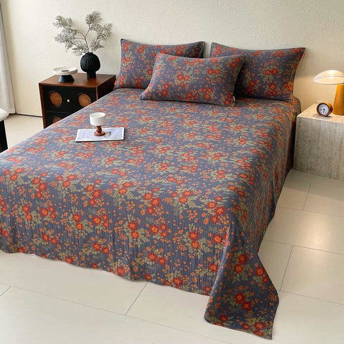 91家纺网 家纺一手货源 找家纺 春皖家纺 2026新款全棉纯棉拉链款双层纱床单单床单床单单件 月临