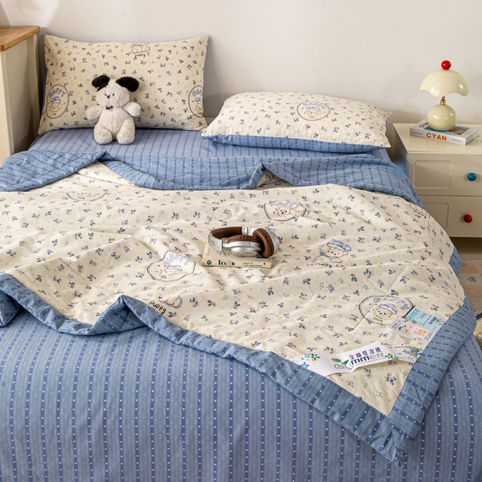 91家纺网 家纺一手货源 找家纺 红日子纺织品 2026新款全棉印花夏被夏凉被空调被 玲语小狗