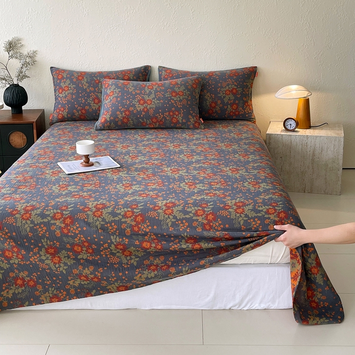 91家纺网 家纺一手货源 找家纺 春皖家纺 2026新款全棉纯棉拉链款双层纱床单单床单床单单件 月临