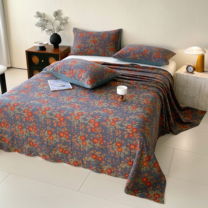 91家纺网 家纺一手货源 找家纺 春皖家纺 2026新款全棉纯棉拉链款双层纱床单单床单床单单件 月临