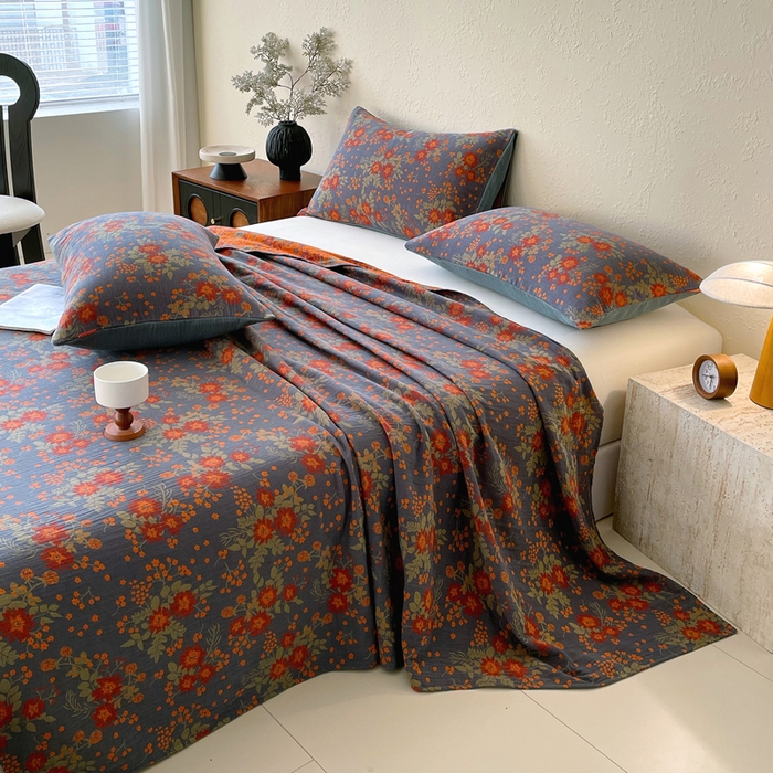 91家纺网 家纺一手货源 找家纺 春皖家纺 2026新款全棉纯棉拉链款双层纱床单单床单床单单件 月临