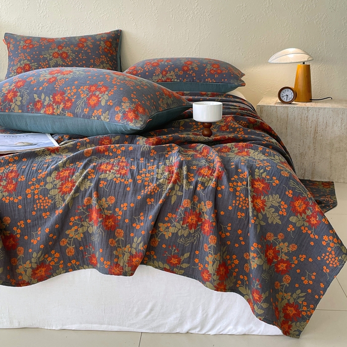 91家纺网 家纺一手货源 找家纺 春皖家纺 2026新款全棉纯棉拉链款双层纱床单单床单床单单件 月临