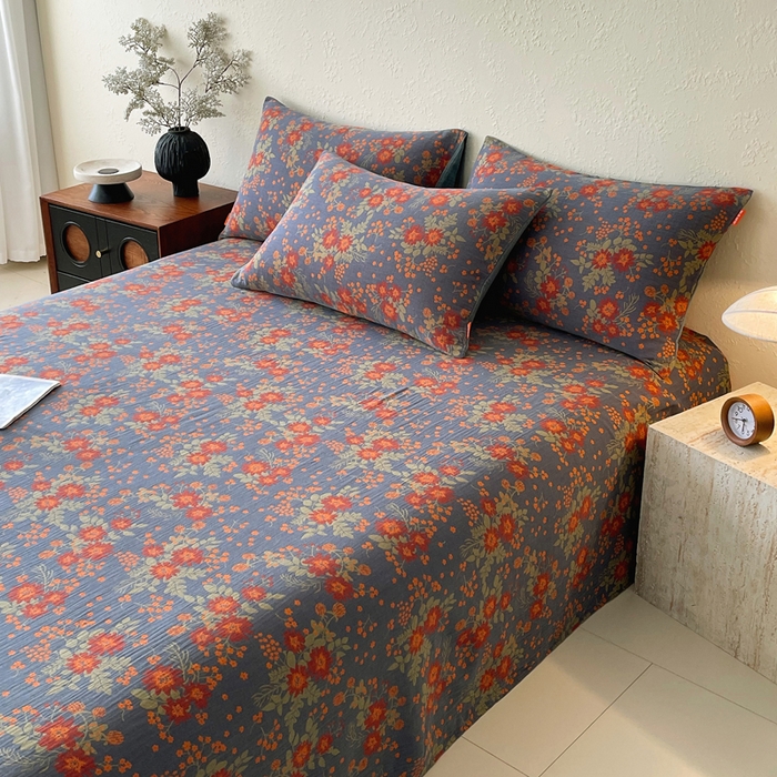 91家纺网 家纺一手货源 找家纺 春皖家纺 2026新款全棉纯棉拉链款双层纱床单单床单床单单件 月临