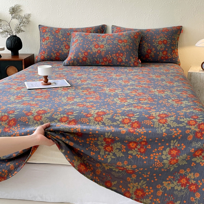 91家纺网 家纺一手货源 找家纺 春皖家纺 2026新款全棉纯棉拉链款双层纱床单单床单床单单件 月临