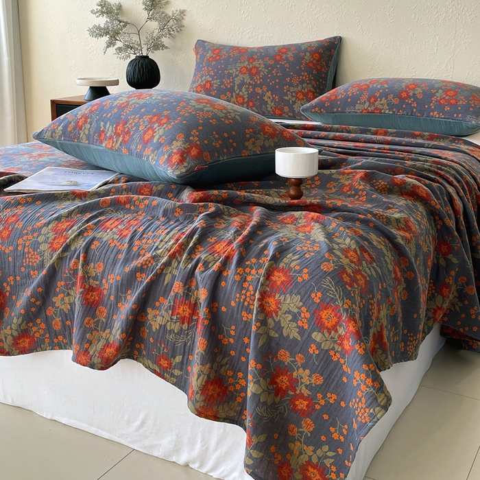 91家纺网 家纺一手货源 找家纺 春皖家纺 2026新款全棉纯棉拉链款双层纱床单单床单床单单件 月临