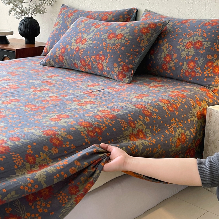 91家纺网 家纺一手货源 找家纺 春皖家纺 2026新款全棉纯棉拉链款双层纱床单单床单床单单件 月临