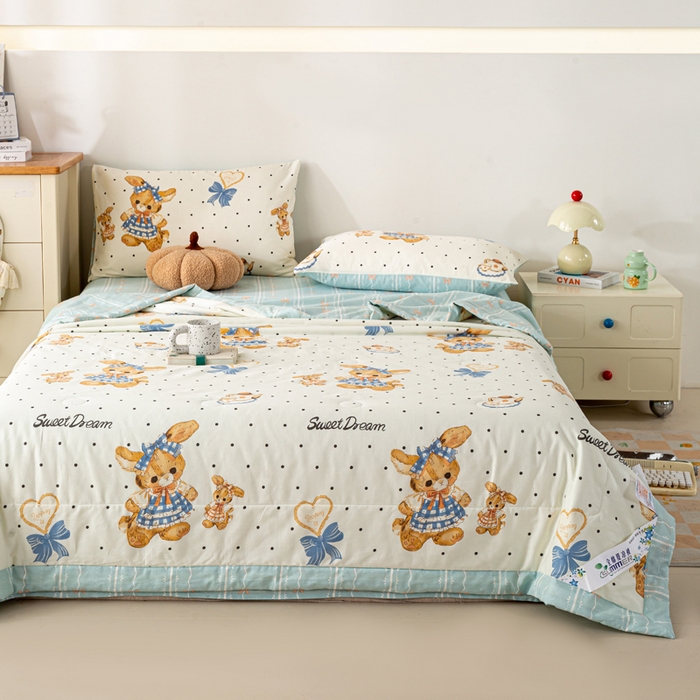 91家纺网 家纺一手货源 找家纺 红日子纺织品 2026新款全棉印花夏被夏凉被空调被 洛可可