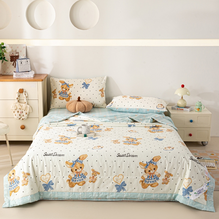 91家纺网 家纺一手货源 找家纺 红日子纺织品 2026新款全棉印花夏被夏凉被空调被 洛可可