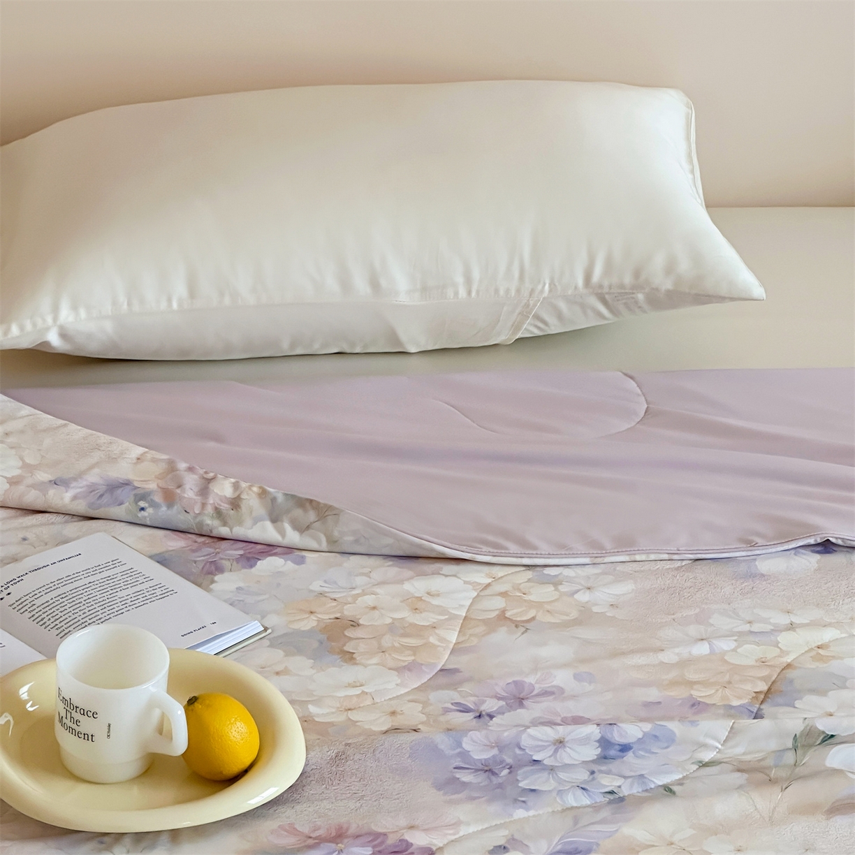 91家纺网 家纺一手货源 找家纺 傲蕾良品 2026新款【冷凝一号】高定锦氨针织蚕丝冰皮被 绣球花园