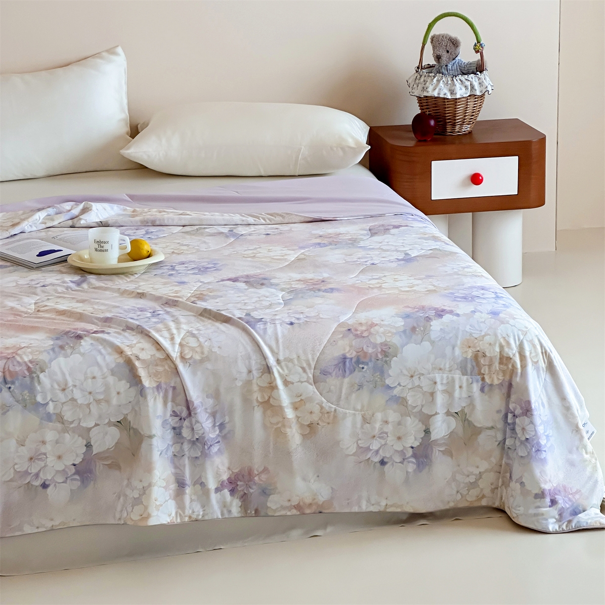 91家纺网 家纺一手货源 找家纺 傲蕾良品 2026新款【冷凝一号】高定锦氨针织蚕丝冰皮被 绣球花园