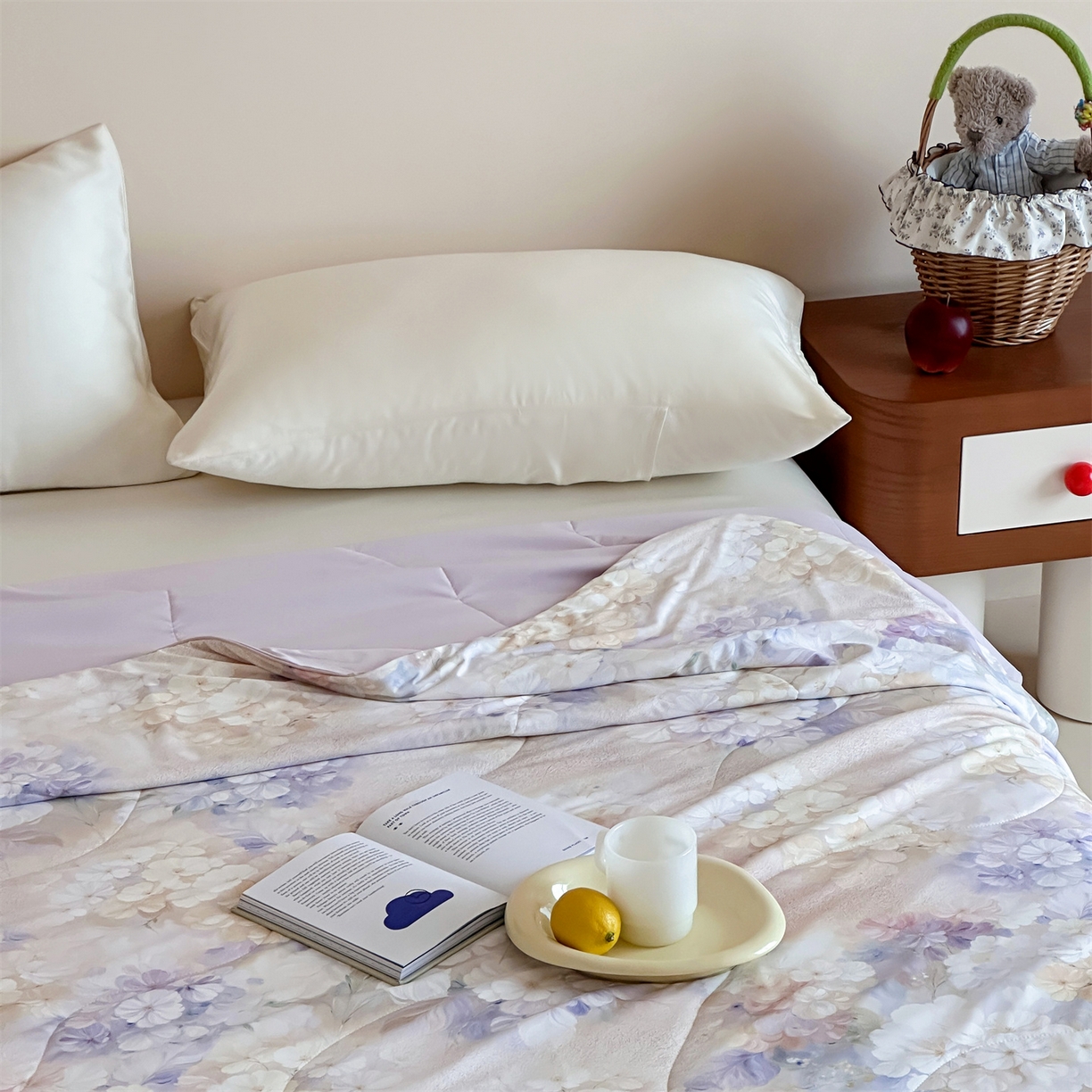 91家纺网 家纺一手货源 找家纺 傲蕾良品 2026新款【冷凝一号】高定锦氨针织蚕丝冰皮被 绣球花园