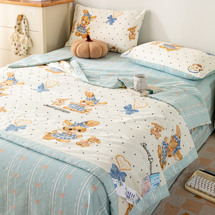 91家纺网 家纺一手货源 找家纺 红日子纺织品 2026新款全棉印花夏被夏凉被空调被 洛可可