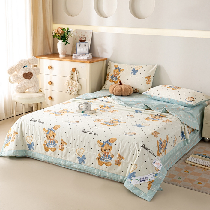 91家纺网 家纺一手货源 找家纺 红日子纺织品 2026新款全棉印花夏被夏凉被空调被 洛可可