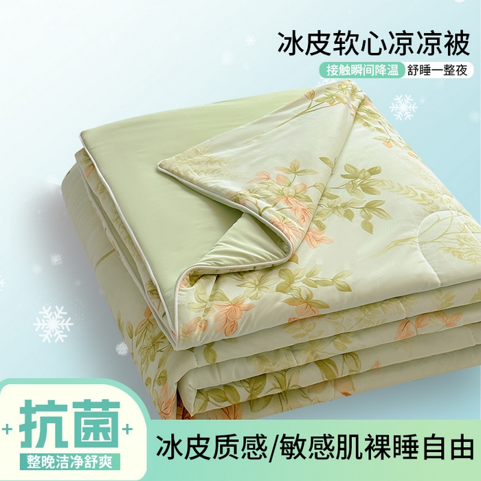 鑫琪莱家纺 2026新款印花冰皮软心凉凉被夏被 青枝漫舞