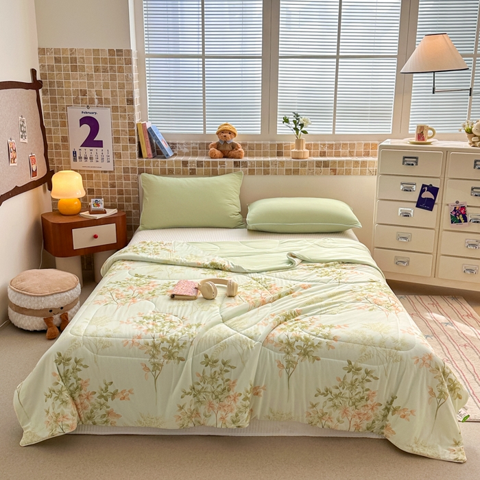 91家纺网 家纺一手货源 找家纺 鑫琪莱家纺 2026新款印花冰皮软心凉凉被夏被 青枝漫舞