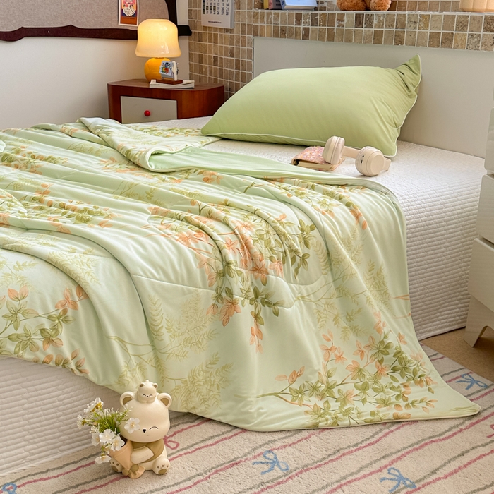 91家纺网 家纺一手货源 找家纺 鑫琪莱家纺 2026新款印花冰皮软心凉凉被夏被 青枝漫舞