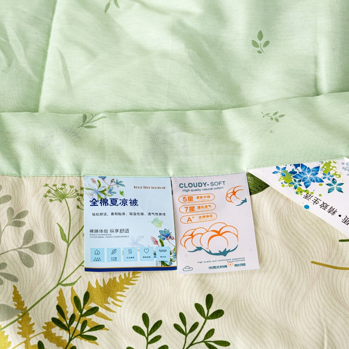 91家纺网 家纺一手货源 找家纺 红日子纺织品 2026新款全棉印花夏被夏凉被空调被 绿意盎然