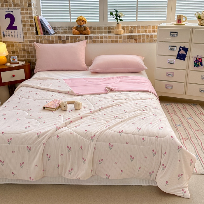 91家纺网 家纺一手货源 找家纺 鑫琪莱家纺 2026新款印花冰皮软心凉凉被夏被 悠然郁香