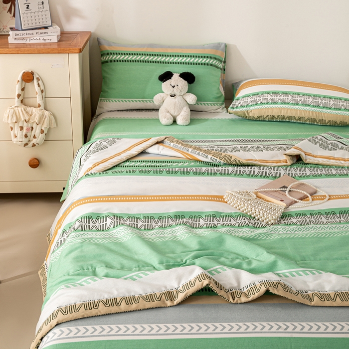 91家纺网 家纺一手货源 找家纺 红日子纺织品 2026新款全棉印花夏被夏凉被空调被 曼波绿