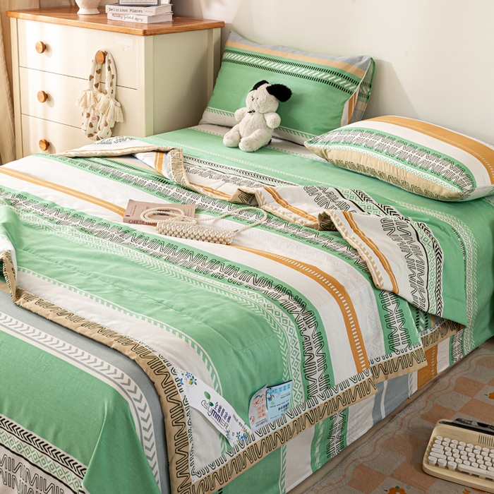 91家纺网 家纺一手货源 找家纺 红日子纺织品 2026新款全棉印花夏被夏凉被空调被 曼波绿