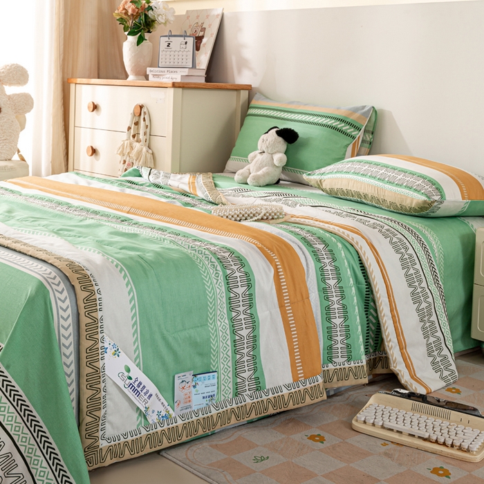 91家纺网 家纺一手货源 找家纺 红日子纺织品 2026新款全棉印花夏被夏凉被空调被 曼波绿