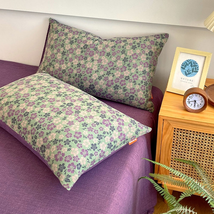 91家纺网 家纺一手货源 找家纺 春皖家纺 2026新款全棉纯棉拉链款双层纱枕套单枕套枕套单件 春光灿烂