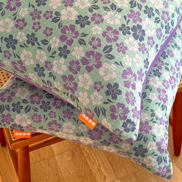 91家纺网 家纺一手货源 找家纺 春皖家纺 2026新款全棉纯棉拉链款双层纱枕套单枕套枕套单件 春光灿烂