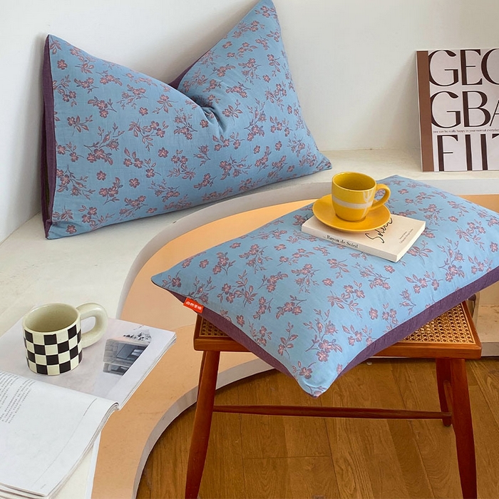 91家纺网 家纺一手货源 找家纺 春皖家纺 2026新款全棉纯棉拉链款双层纱枕套单枕套枕套单件 花漾兰